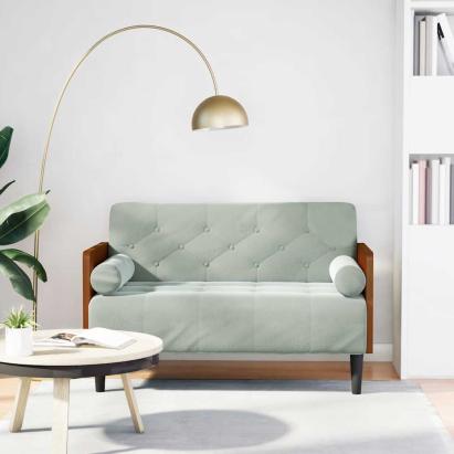 Canapea loveseat cu perne de sustinere gri deschis 110 cm GartenMobel Dekor