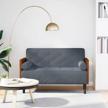 Canapea loveseat cu perne de sustinere gri închis 110cm catifea GartenMobel Dekor