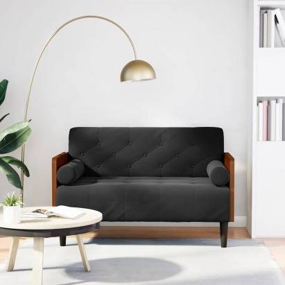 Canapea loveseat cu perne de suport negru 110 cm catifea GartenMobel Dekor