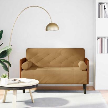 Canapea loveseat cu perne de suport maro 110 cm catifea GartenMobel Dekor