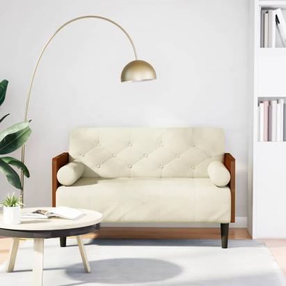 Canapea loveseat cu perne de sustinere crem 110 cm catifea GartenMobel Dekor