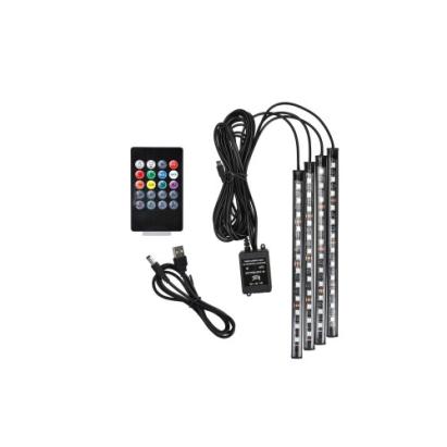 Kit interior LED 12 SMD RGB cu telecomanda si aplicatie BTT  22cm Cod: JS01-5V Automotive TrustedCars