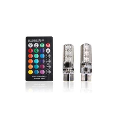Bec T10 RGB cu telecomanda frecventa IR – T10, 6 LED SMD 5050 RGB 12V Cod: HH027 Automotive TrustedCars