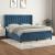 Pat box spring cu saltea, albastru închis, 160x200 cm, catifea GartenMobel Dekor