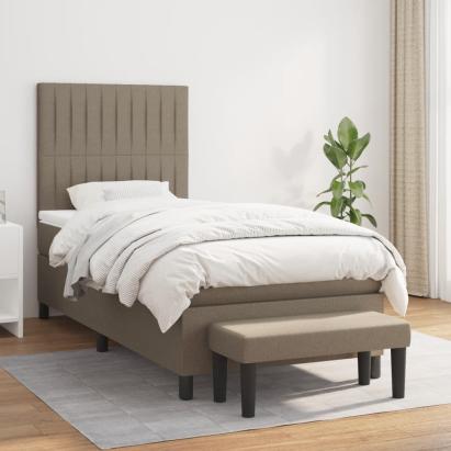 Pat box spring cu saltea, gri taupe, 80x200 cm, textil GartenMobel Dekor