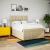 Pat box spring cu saltea, crem, 160x200 cm, material textil GartenMobel Dekor
