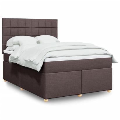 Pat box spring cu saltea, maro închis, 140x200 cm, textil GartenMobel Dekor