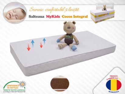 Saltea MyKids Fibra De Cocos Integral 140x70x12 Husa Microfibra Matlasata GreatGoods Plaything