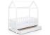 Pat tineret casuta Klups Liv Alb 160x80 cu sertar GreatGoods Plaything