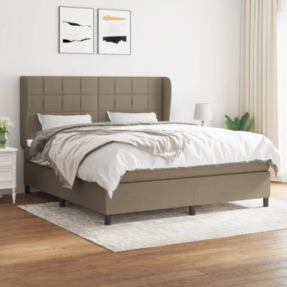 Pat box spring cu saltea, gri taupe, 160x200 cm material textil GartenMobel Dekor