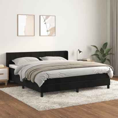 Pat box spring cu saltea, negru, 180x200 cm, catifea GartenMobel Dekor