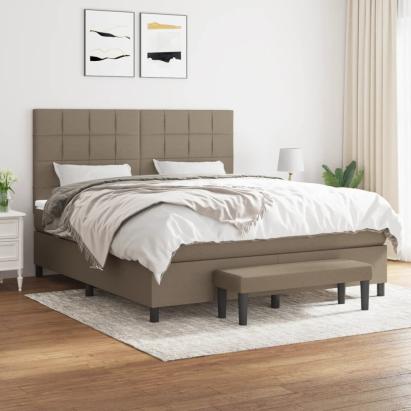 Pat box spring cu saltea, gri taupe, 160x200 cm material textil GartenMobel Dekor