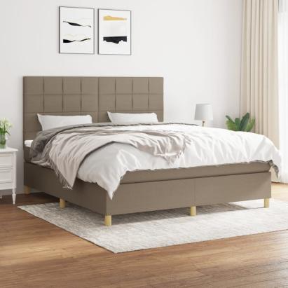 Pat box spring cu saltea, gri taupe, 160x200 cm material textil GartenMobel Dekor