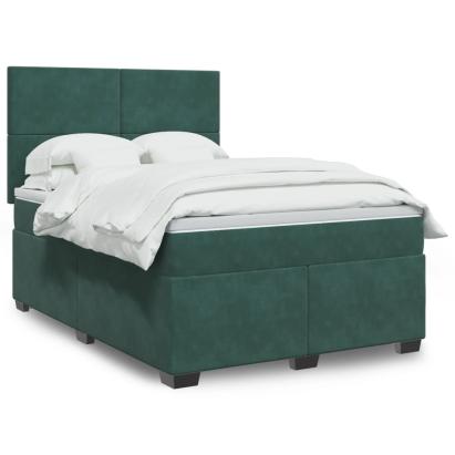 Pat box spring cu saltea, verde închis, 140x190 cm, catifea GartenMobel Dekor