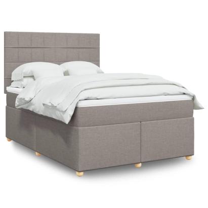 Pat box spring cu saltea, gri taupe, 160x200 cm material textil GartenMobel Dekor
