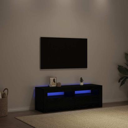 Dulap TV cu LED stejar negru 120x35x40 cm lemn prelucrat GartenMobel Dekor