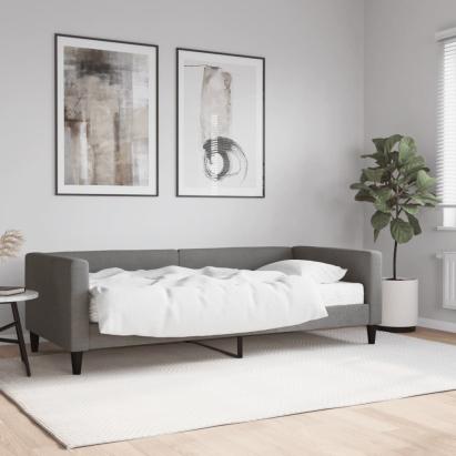 Pat de zi cu saltea, gri închis, 90x190 cm, textil GartenMobel Dekor