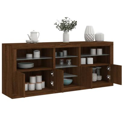Servantă cu lumini LED, stejar maro, 181,5x37x67 cm GartenMobel Dekor