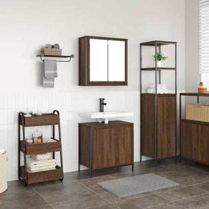 Set mobilier de baie, 2 piese, stejar maro, lemn prelucrat GartenMobel Dekor