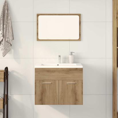 Set mobilier de baie, 2 piese, stejar artizanal, lemn prelucrat GartenMobel Dekor