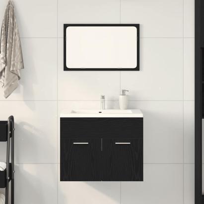 Set de mobilier de baie din 2 piese din lemn de stejar negru GartenMobel Dekor