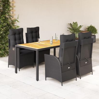 Set mobilier de grădină cu perne, 5 piese, negru, poliratan GartenMobel Dekor