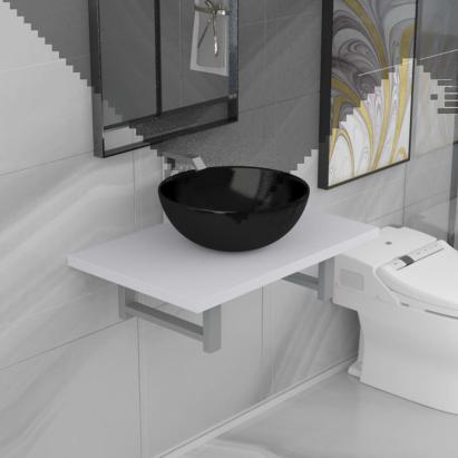 Set mobilier de baie, 2 piese, alb, ceramică GartenMobel Dekor