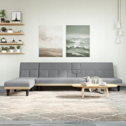Canapea extensibilă în formă de L gri 255x140x70 cm textil GartenMobel Dekor