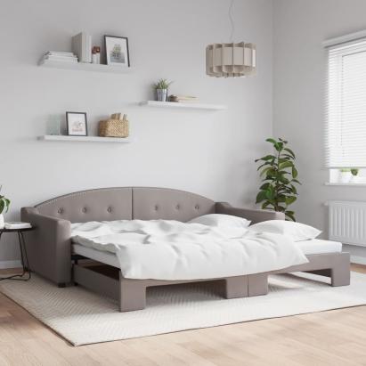 Pat de zi cu extensie, gri taupe, 100x200 cm, textil GartenMobel Dekor