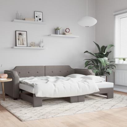 Pat de zi cu extensie, gri taupe, 100x200 cm, textil GartenMobel Dekor