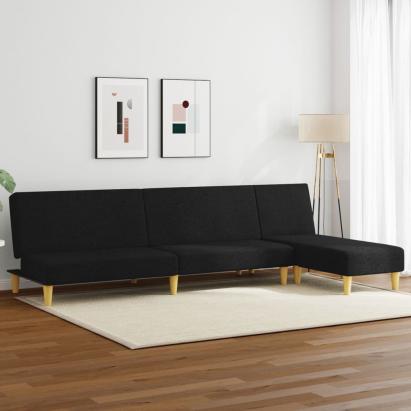 Set de canapele, 2 piese, negru, material textil GartenMobel Dekor