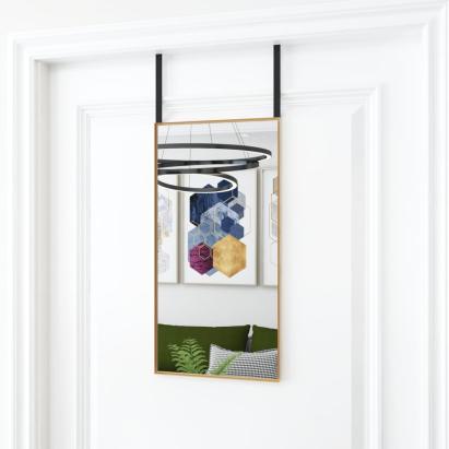 Oglindă pentru ușă, auriu, 30x60 cm, sticlă și aluminiu GartenMobel Dekor