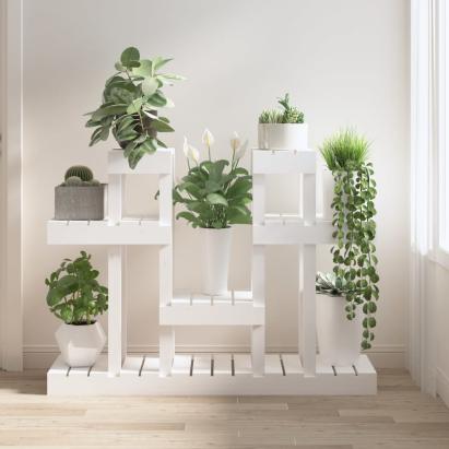 Suport pentru plante, alb, 104,5x25x77,5 cm, lemn masiv de pin GartenMobel Dekor