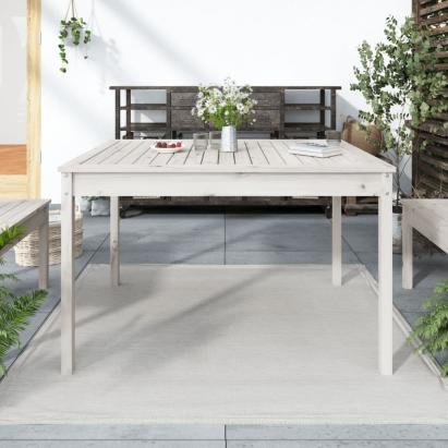 Măsuță de grădină, alb, 121x82,5x76 cm, lemn masiv de pin GartenMobel Dekor