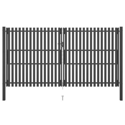 Poartă de gard grădină, antracit, 4 x 2,5 m, oțel GartenMobel Dekor