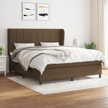 Pat box spring cu saltea, maro închis, 160x200 cm, textil GartenMobel Dekor