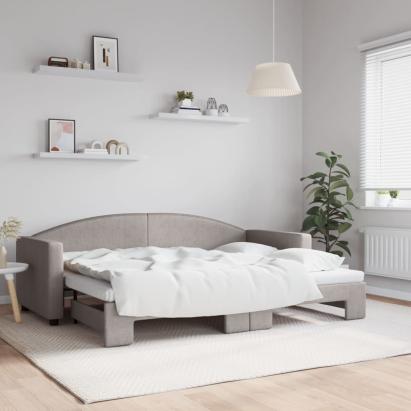 Pat de zi cu extensie, gri taupe, 80x200 cm, textil GartenMobel Dekor