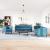 Set canapele Chesterfield perne rulou 3 piese albastru catifea GartenMobel Dekor