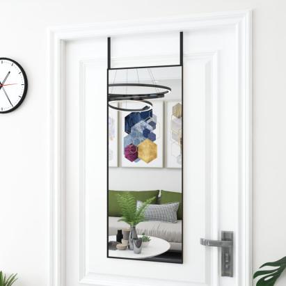 Oglindă pentru ușă, negru, 40x100 cm, sticlă și aluminiu GartenMobel Dekor