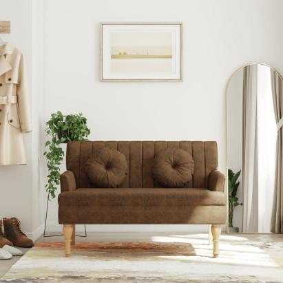 Banchetă spătar maro 113x64,5x75,5 cm, piele întoarsă ecologică GartenMobel Dekor