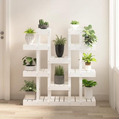 Suport pentru plante, alb, 104,5x25x109,5 cm, lemn masiv pin GartenMobel Dekor