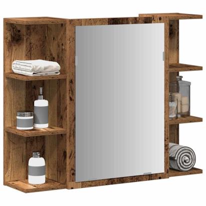 Dulap cu oglindă de baie lemn vechi 80x20,5x64 cm lemn de lemn GartenMobel Dekor