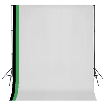 Set studio foto cu 3 fundaluri de bumbac, cadru reglabil, 3x3 m GartenMobel Dekor