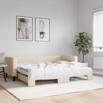 Pat de zi cu extensie, crem, 80x200 cm, textil GartenMobel Dekor