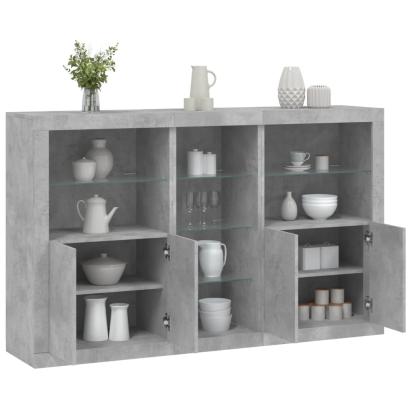Servantă cu lumini LED, gri beton, 162x37x100 cm GartenMobel Dekor