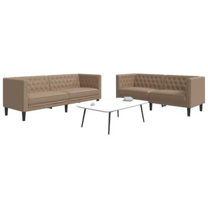 Set canapele Chesterfield cu 2 locuri, cappuccino, piele eco. GartenMobel Dekor