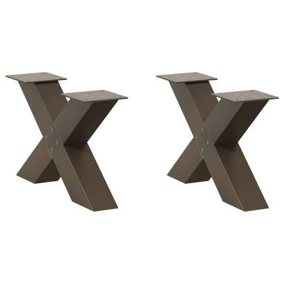Picioare măsuță cafea în formă X 2 buc Negru 60x(30-31) cm Oțel GartenMobel Dekor