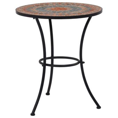Masă de bistro mozaic, portocaliu/gri, 60 cm, ceramică GartenMobel Dekor
