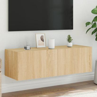 Comodă TV de perete cu lumini LED, stejar sonoma, 100x35x31 cm GartenMobel Dekor
