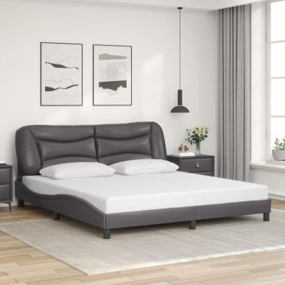 Cadru de pat cu tăblie, gri, 180x200 cm, piele ecologică GartenMobel Dekor